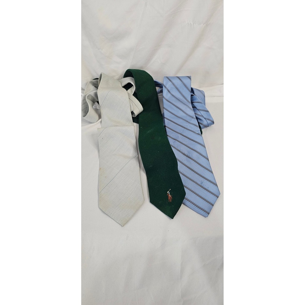 Lot‎ of 3 Flawed Mens Designer Necktie Polo Ralph Lauren Nautica